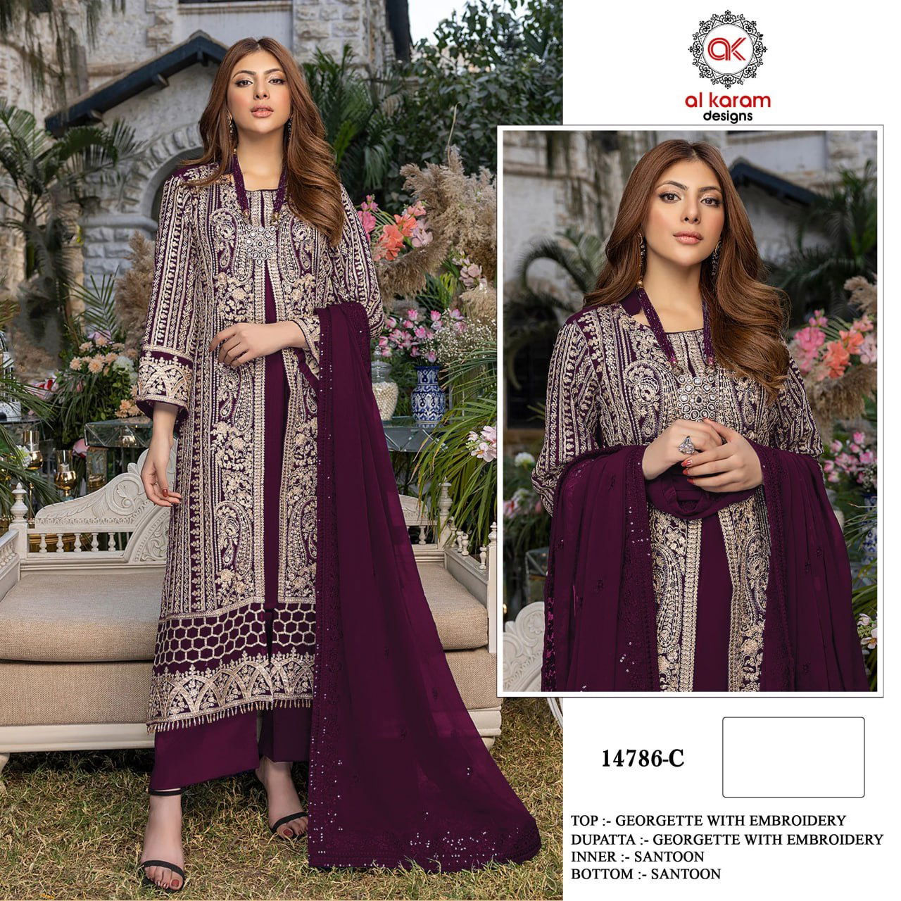 Al Karam 14786 Color Pakistani Suits Catalog
